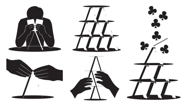 Black Silhouette Card Tricks Magic Hands