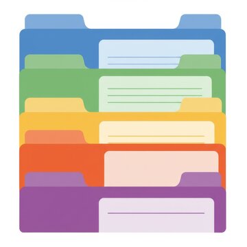 Colorful Stacked Folders with Paper Inserts