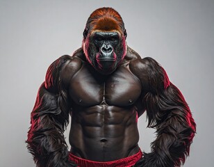 Powerful gorilla with sculpted physique