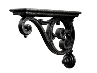 An intricate black cast iron bracket Isolated Transparent Background, PNG