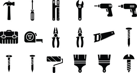 Obraz premium Hand and power tools. vector illustration. 