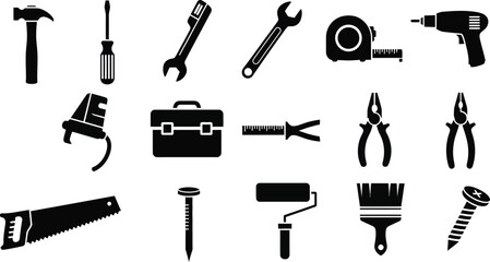 Obraz premium Hand and power tools. vector illustration. 