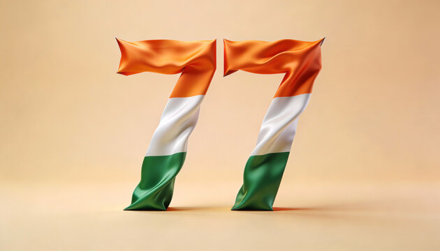 3D Number 77 in Indian Tricolor for 77th Republic Day India