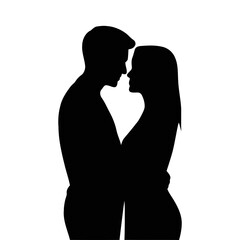 Romantic couple silhouette embrace icon