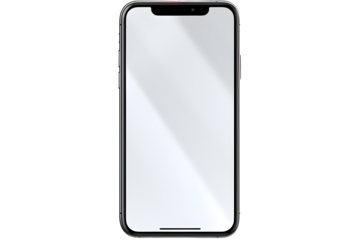 Smartphone with blank white display, angled for app mockup, Isolated to Transparent Background
