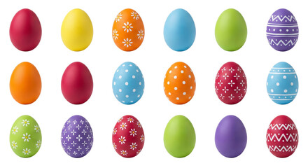 Fototapeta premium Colorful Easter Eggs Collection on White Background