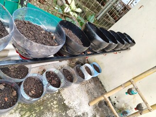 plant pots made from used bottles