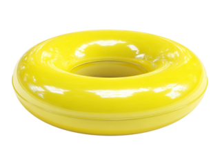 A vibrant, yellow inflatable swimming ring Isolated Transparent Background, PNG