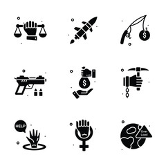 Naklejka premium Easy to use glyph style icons set of social issues, premium vectors