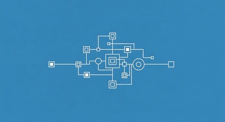 Abstract digital circuit network on blue background