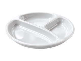 An empty divided plate, a symbol of healthy portion control and organized meals. The compartments are ready to be filled with delicious food Isolated Transparent Background, PNG