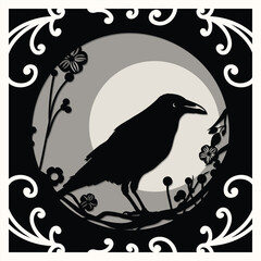 Gothic paper cut template. Layered card. Paper cut out design. Shadow box style. 