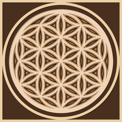 Flower of life papercut. Layered paper cut style, Shadow Box 