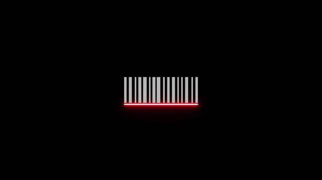 Bar code scanning animation,Bar code animation with laser beam. Laser beam barcode scanning motion graphics.Scanner icon neon animation.