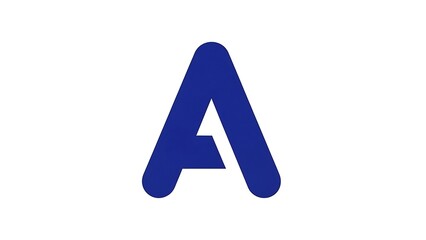 Blue Letter A on White Background.