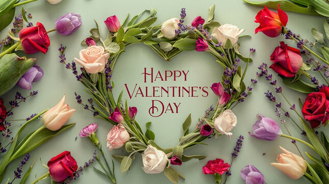heart with roses valantine day illustration