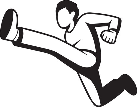 Soccer Player Icon in Action Kicking Ball for Sports Competition and Football Tournament Concept Vector Illustration