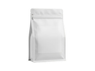 White stand-up pouch with zipper isolated on transparent background