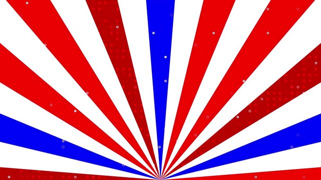 Sunburst old red blue yellow geometric radiant pattern background 4K video