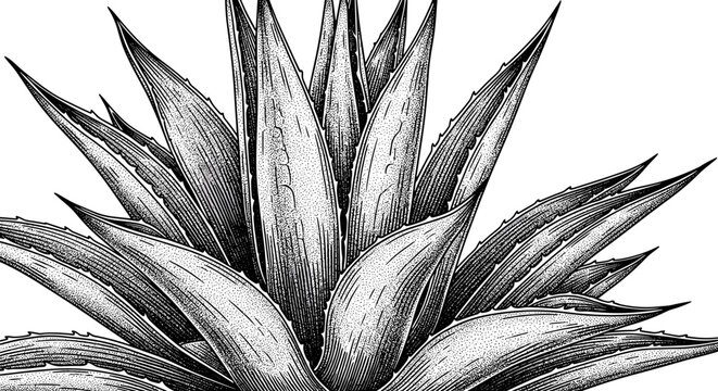 Horizontal Agave Succulent Sketch for Landscape Branding