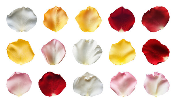 PNG Colorful rose petals collection, element set on transparent background