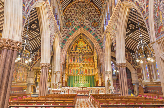 London - The church All Saints with the main altar by Ninian Comper (1864 - 1960).
