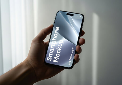 Hand holding smartphone - mockup