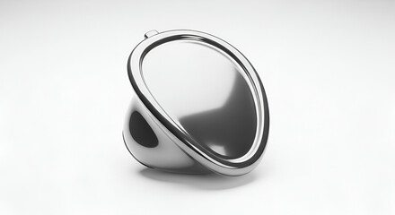 Polished Silver Oval Capsule Mockup, Minimalist Product Template for Branding and Design Projects, Clean Studio Lighting, Isolated on White Background