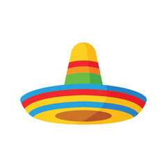 Colourful sombrero hat flat vector illustration isolated on clean white background