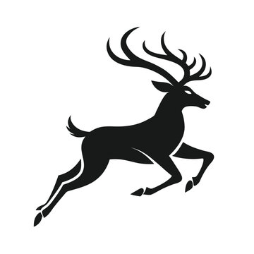 Jumping Stag Silhouette Vector Illustration
