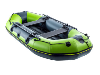 A vibrant inflatable raft, perfect for water adventures, stands out with its modern design and durable build. It evokes a sense of readiness for exploration Isolated Transparent Background, PNG