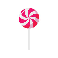 Round lollipop sweet flat vector illustration on white background