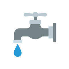 Simple flat water tap illustration isolated on white background for plumbing concept