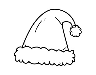 Fototapeta premium Santa Hat Outline for Coloring and Holiday Crafts.