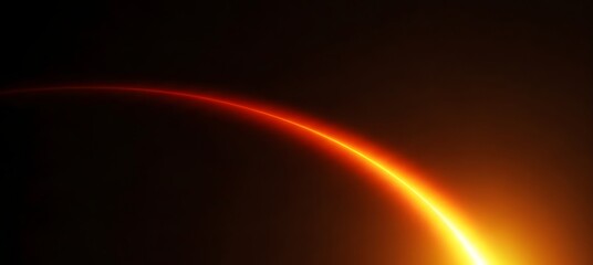 Glowing Neon Orange Arc on Black Background with Sharp Light Detail