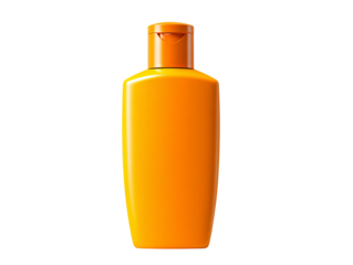 A single bottle of vibrant orange sunscreen, ready to protect against the sun's rays Isolated Transparent Background, PNG