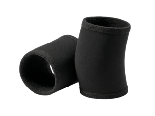 A pair of black elbow braces for injury protection Isolated Transparent Background, PNG