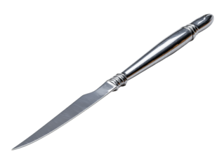A close-up shot of a stainless steel knife with a classic design Isolated Transparent Background, PNG