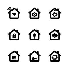 Obraz premium Smart home automation vector icon set, tech real estate and security building collection.