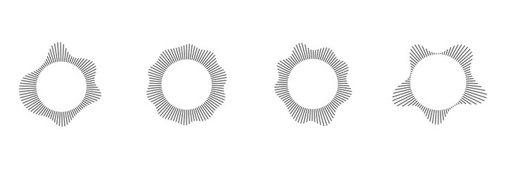 Sound Wave Collection. Play rhythm with audio bars, voice messages, and radio icons. A symphony of music in vector form. Flat illustrations isolated on white background.