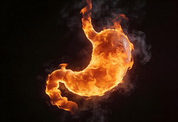 Anatomical concept showing burning stomach and digestive problems concept design