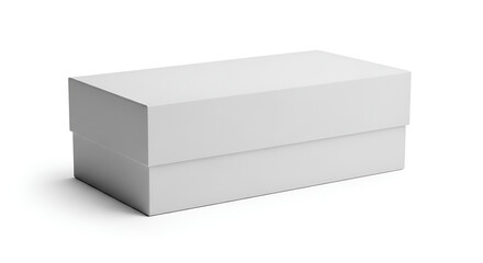 Naklejka premium White Cardboard Box Mockup, Closed Rectangular Container Template for Product Presentation, Isolated on White Background with Copy Space