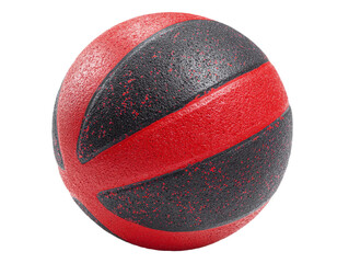 A vibrant medicine ball in red and black, ideal for exercise and fitness Isolated Transparent Background, PNG