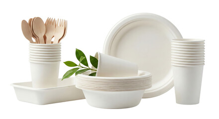 Eco-friendly disposable tableware set made from pulp and wood