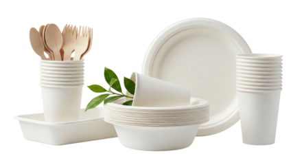 Eco-friendly disposable tableware set made from pulp and wood