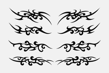 set of decorative tribal elements tattoo design