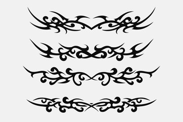 set of baroque tribal decorative elements, border tattoo set design