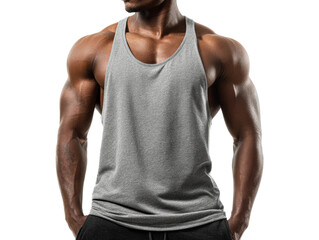 A fit man with a muscular build in a tank top Isolated Transparent Background, PNG