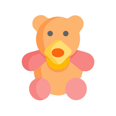 Obraz premium Flat vector illustration of a cute teddy bear toy on a black background