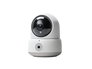 Close up shot of a sleek, modern security camera, emphasizing its advanced technology and surveillance capabilities. Isolated Transparent Background, PNG
